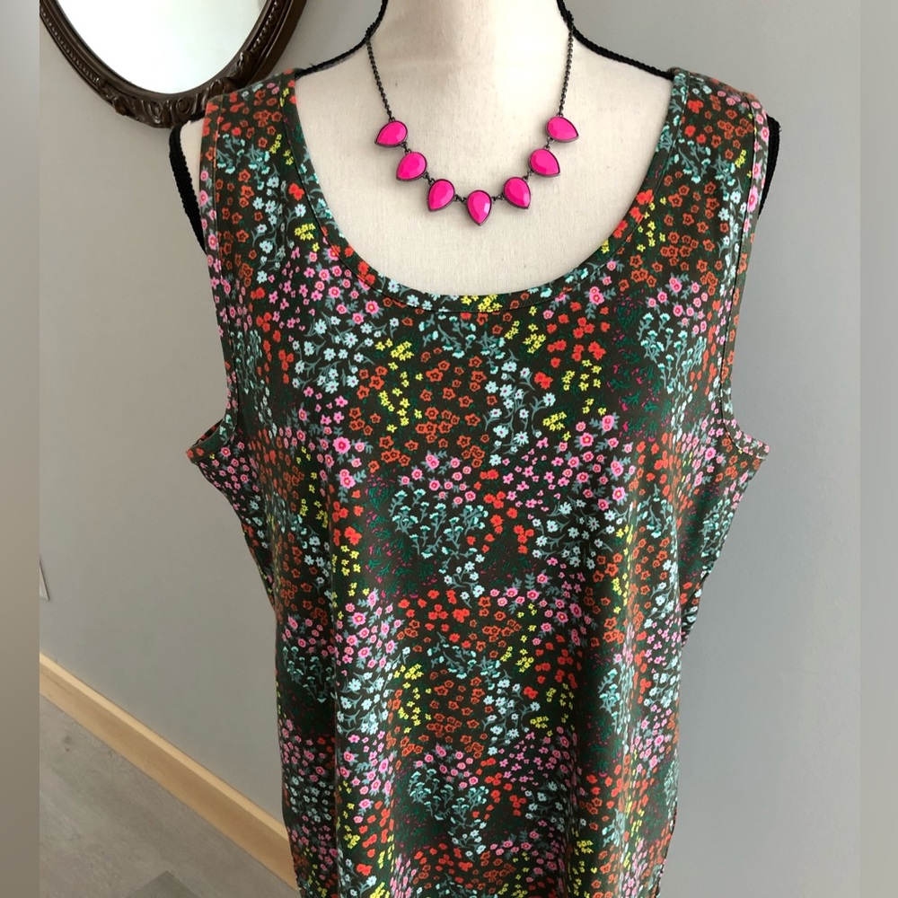 🌸NEW Pretty Land’s End Moss Floral Tank Top Size Large 14/16